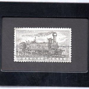 Framed Stamp Art - Czechoslovakia Railway Engine